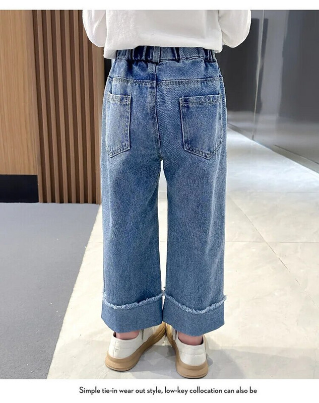 Βρεφικό τζιν για κορίτσια Παντελόνι με φαρδύ πόδι Παιδικό τζιν φαρδύ παντελόνι Παιδικό μπλε καουμπόικο τζιν Άνοιξη φθινόπωρο