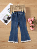 Blugi pentru fete 2023, pantaloni evazați de primăvară și toamnă, purtând pantaloni coreeani la modă și la modă pentru copii de mărime medie în exterior