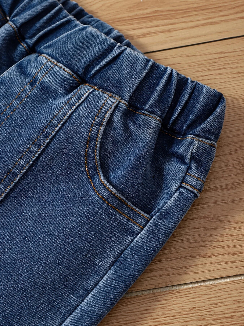 Blugi pentru fete 2023, pantaloni evazați de primăvară și toamnă, purtând pantaloni coreeani la modă și la modă pentru copii de mărime medie în exterior