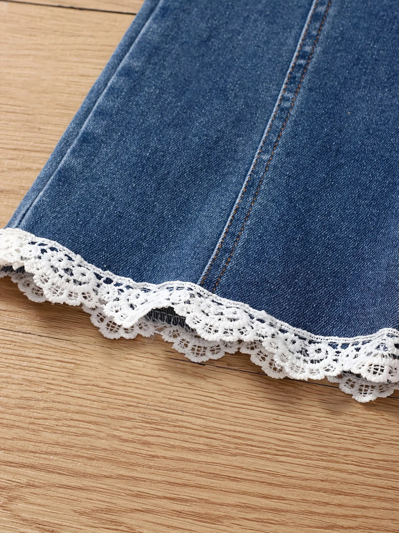 Blugi pentru fete 2023, pantaloni evazați de primăvară și toamnă, purtând pantaloni coreeani la modă și la modă pentru copii de mărime medie în exterior