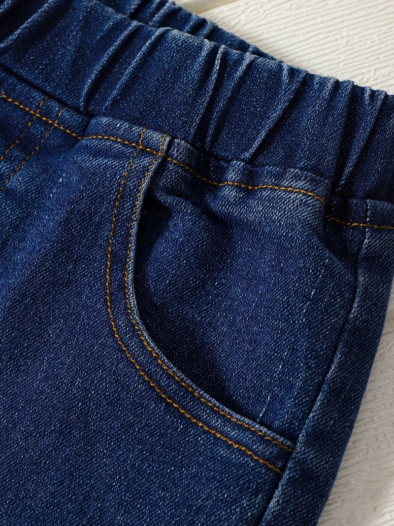 Vaikiškos kelnės, 2023 m. pavasario ir rudens mergaičių džinsai su karoliukais, korėjietiško leidimo Ragged Flare kelnės, vaikiškos kelnės