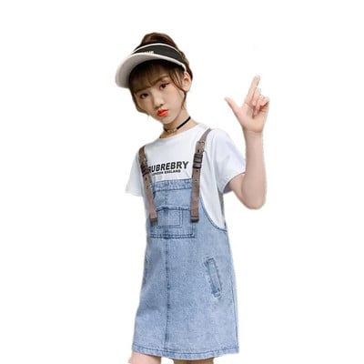 Νέα παιδική τζιν βαμβακερή ολόσωμη φόρμα Παιδική φόρμα άνοιξη φθινόπωρο Κοντές φούστες για κορίτσια Casual τιράντες Φούστα Μικρά ρούχα για εφήβους για κορίτσια