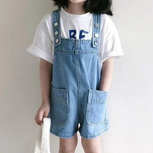 2023. aasta uus suvine korea stiilis tüdrukute kombinesoon, armas moekas pestud teksad, teksarihmad, lühikesed püksid, butiikkombinesoon 2–8 aastat