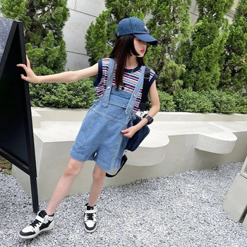 Модни ежедневни къси панталони за момичета Летни меки дънкови гащеризони Къси панталони Нови корейски средно големи детски дънкови къси панталони