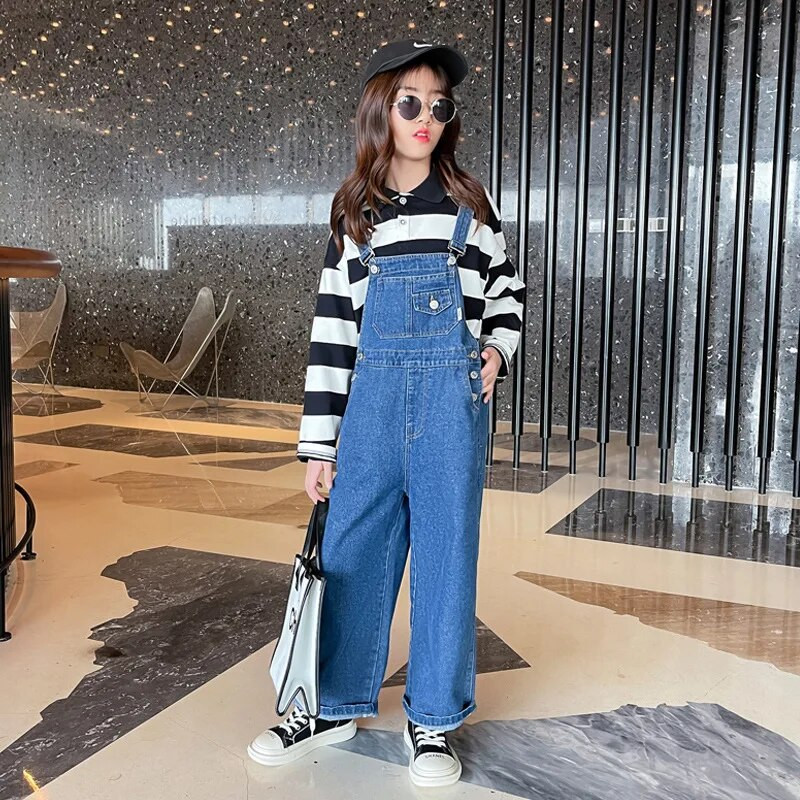 Εφηβικές φόρμες τζιν φαρδιά τζιν 2023 Φθινόπωρο casual Παιδικά Φαρδύ ίσιο παντελόνι Φοιτητικό Παιδικό μονόχρωμο μπλε τζιν φόρμες