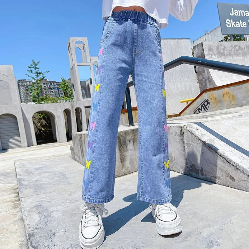 Κομψό Σχέδιο Εφηβικό Παιδικό Τζιν Παντελόνι για Κορίτσια Τζιν Παντελόνι Εφηβικό Παιδικό Ρούχα πεταλούδας για 4 5 7 9 11 13 14 ετών