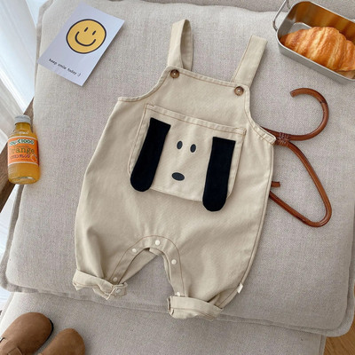 2023 m. Korėjos kūdikių berniukų pavasario rudens kelnės Medvilninės laisvos lopytos animacinių filmų kelnaitės, spausdintos raidės, languotos berniukų kelnės