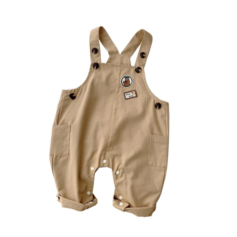 2023 m. Korėjos kūdikių berniukų pavasario rudens kelnės Medvilninės laisvos lopytos animacinių filmų kelnaitės, spausdintos raidės, languotos berniukų kelnės