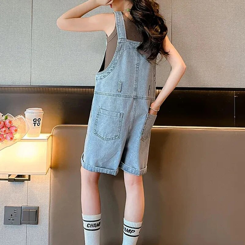 Suvised õhukesed laste teksapüksid Kombinesoonid Lühikesed püksid Tüdrukud Kombinesoonid Vabaaja vabad suure taskuga teksapüksid Beebi Sukad Teksad