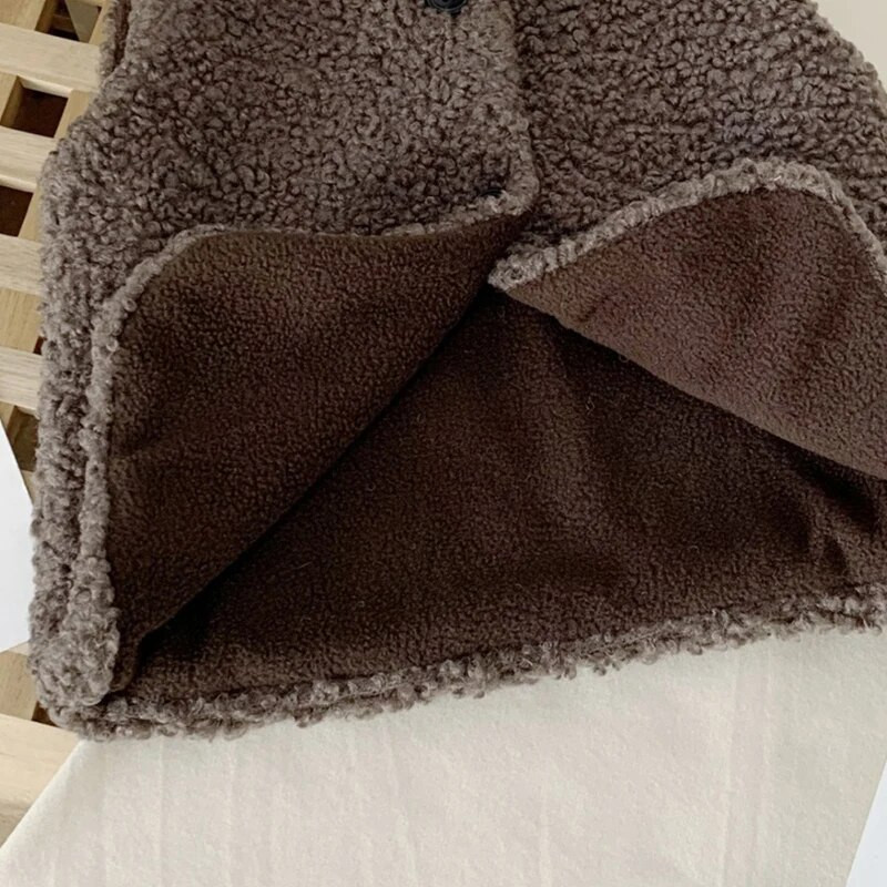 Φθινοπωρινό χειμερινό μωρό αρνί μαλλί συν βελούδινο γιλέκο για κορίτσια Αγόρια βελούδινο γιλέκο μονό στήθος V λαιμόκοψη Παιδικό ζεστό μόδα Ζεστό παλτό