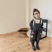 Rudens žiemos vaikams plius aksominiai kombinezonai Retro berniukui vaikiškos kelnaitės Kombinezonas mergaitei kūdikiui vilnos storos džinsinės kelnės mažiems vaikams