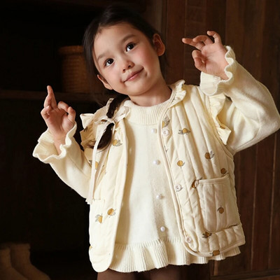 Jesenski dječji prsluk Topli, deblji dječji pamučni prsluk s printom Dječja gornja odjeća Kaput Dječja odjeća Prsluk za dječake i djevojčice