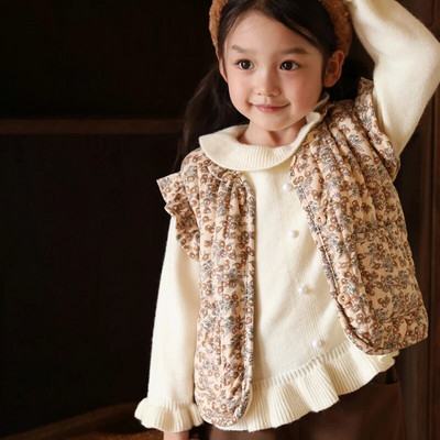 Jesenski dječji prsluk Topli, deblji dječji pamučni prsluk s printom Dječja gornja odjeća Kaput Dječja odjeća Prsluk za dječake i djevojčice