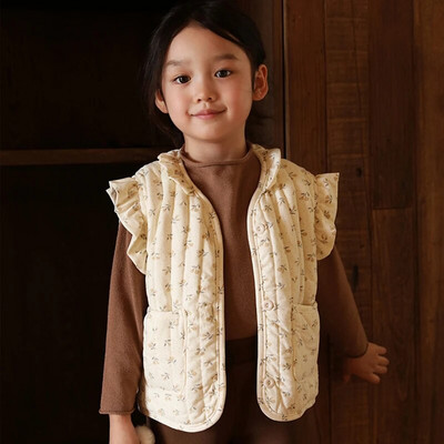 Jesenski dječji prsluk Topli, deblji dječji pamučni prsluk s printom Dječja gornja odjeća Kaput Dječja odjeća Prsluk za dječake i djevojčice