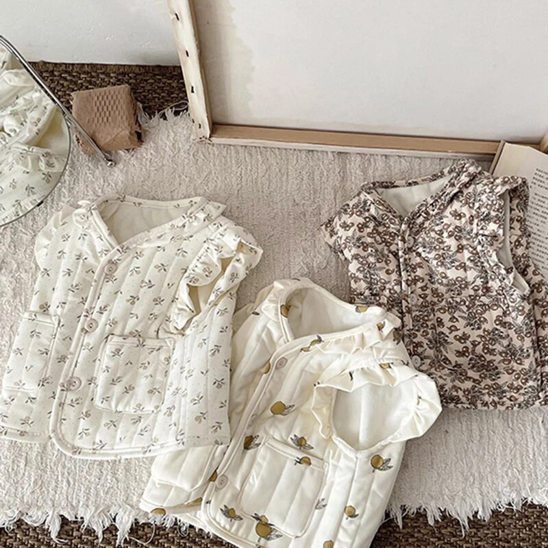 Jesenski dječji prsluk Topli, deblji dječji pamučni prsluk s printom Dječja gornja odjeća Kaput Dječja odjeća Prsluk za dječake i djevojčice