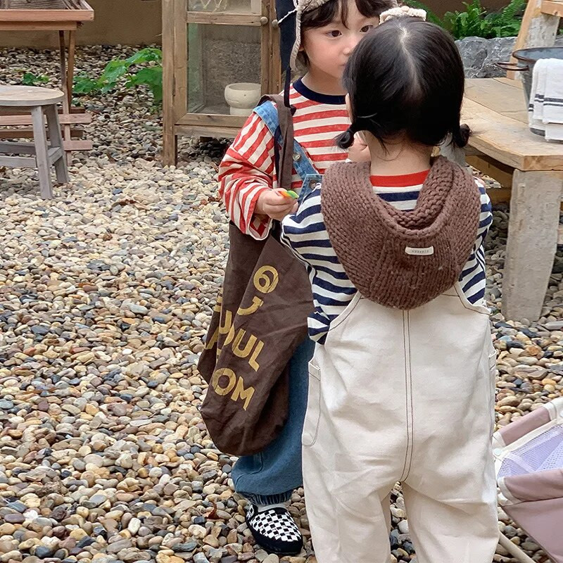 2023 Φθινόπωρο Παιδικές βαμβακερές τζιν φόρμες Αγόρια μονόχρωμο συνονθύλευμα παντελόνι Κοριτσίστικες χαλαρές φόρμες