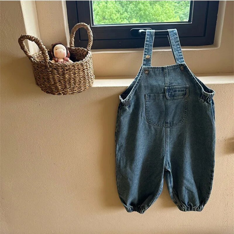 2023 Φθινόπωρο Παιδικές βαμβακερές τζιν φόρμες Αγόρια μονόχρωμο συνονθύλευμα παντελόνι Κοριτσίστικες χαλαρές φόρμες