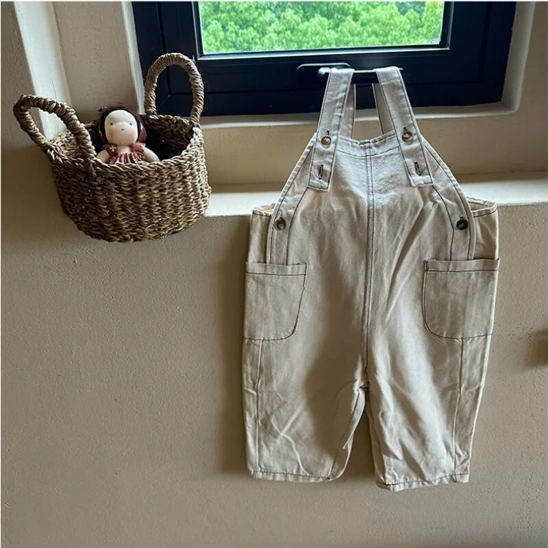 2023 Φθινόπωρο Παιδικές βαμβακερές τζιν φόρμες Αγόρια μονόχρωμο συνονθύλευμα παντελόνι Κοριτσίστικες χαλαρές φόρμες