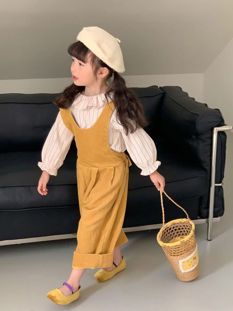 Rudens nauja mergaitei velvetiniai kombinezonai berniukui vaikiški briaunoti laisvi berankoviai kelnaitės Kombinezonas vaikiškas medvilninės kelnės kūdikių kelnės