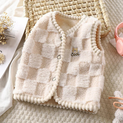 Meitene Zēns 2-8G Bērnu Veste Jaciņa Unisex Vestes Vestes Bērnu Flaneļa Biezinātas Mājas Apģērbs Mazu bērnu Meiteņu Ziemas Apģērbi