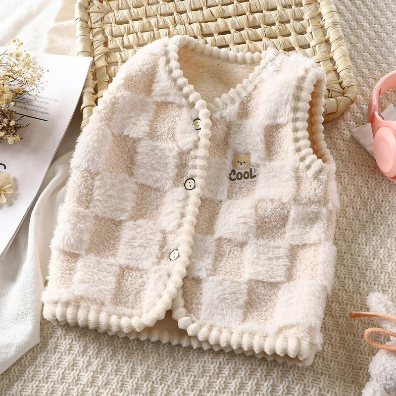 Tüdruk Poiss 2-8A Laste Vest Kardigan Unisex Vestid Vestid Beebi Flanell Paksendatud Koduriided Väikelapse tüdrukud Talveriided