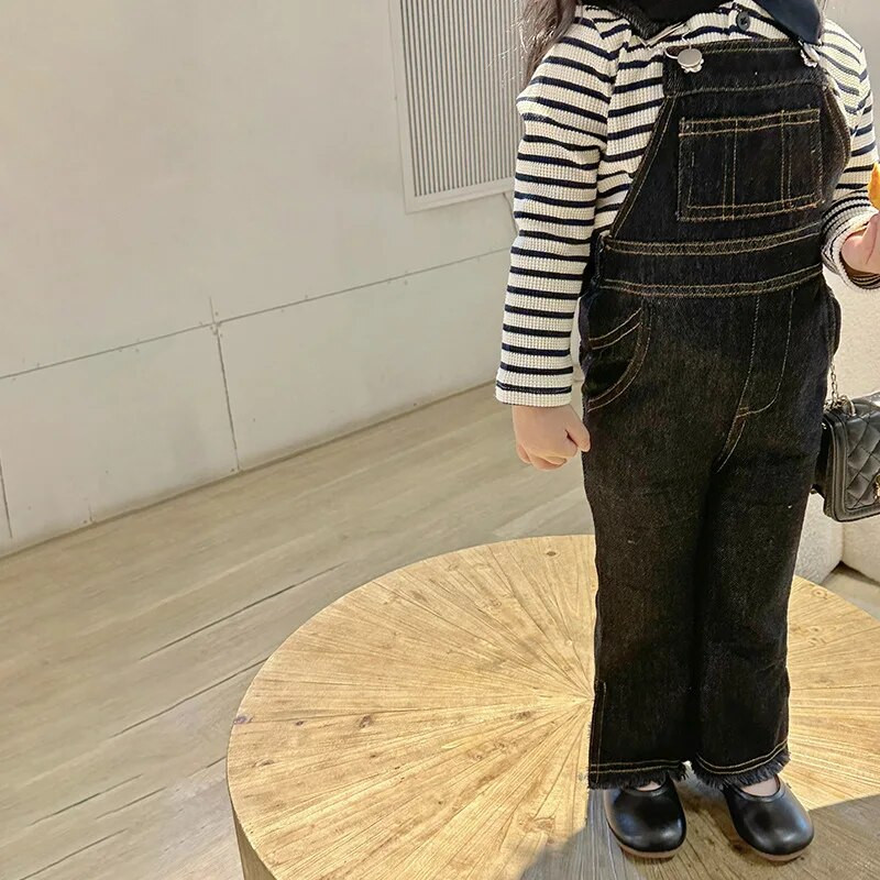 Kevad-sügis tüdrukute teksakombinesoon beebi kombinesoon Laste kombinesoon lastele ühes tükis riided laineline vöökoht vibu lõhik 2-7 a