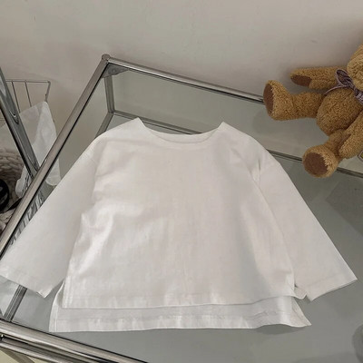 Korea stiilis kevad-sügis beebitüdrukute komplektid ümmarguse kraega pikkade varrukatega T-särgid+sinine teksariiete kombinesoonid lasteriided E2305