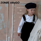 Korea stiilis uus kevad-sügis lapsed tüdrukud kombinesoonid velvetist rihmaga püksid laste avara rihmaga püksid väikelaste lühikesed püksid H3631