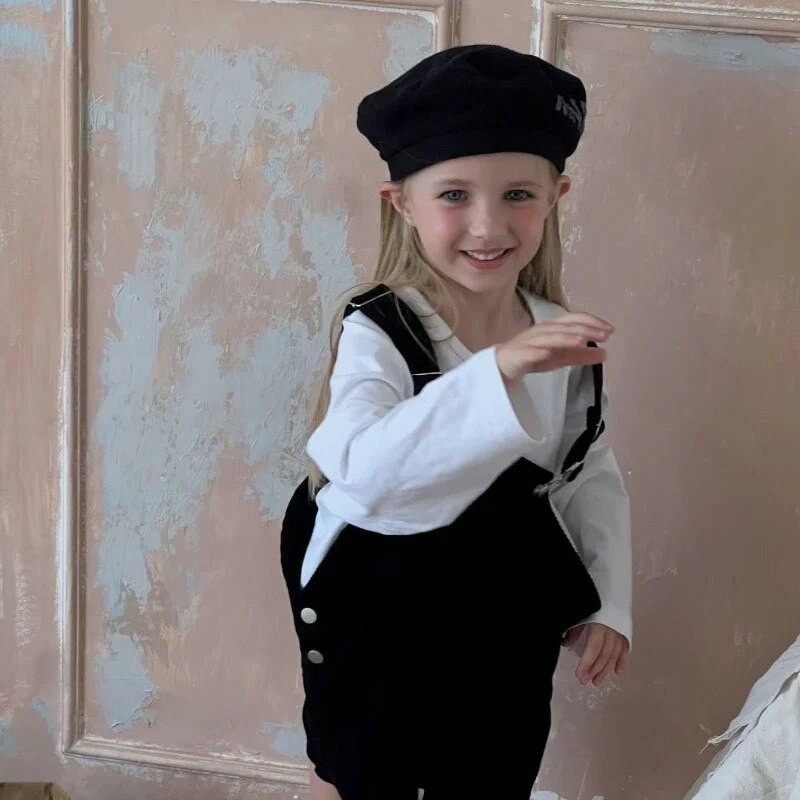 Korea stiilis uus kevad-sügis lapsed tüdrukud kombinesoonid velvetist rihmaga püksid laste avara rihmaga püksid väikelaste lühikesed püksid H3631