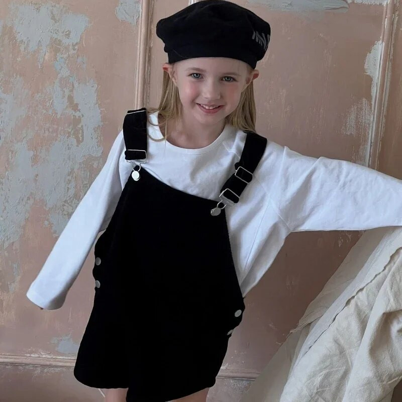 Korea stiilis uus kevad-sügis lapsed tüdrukud kombinesoonid velvetist rihmaga püksid laste avara rihmaga püksid väikelaste lühikesed püksid H3631