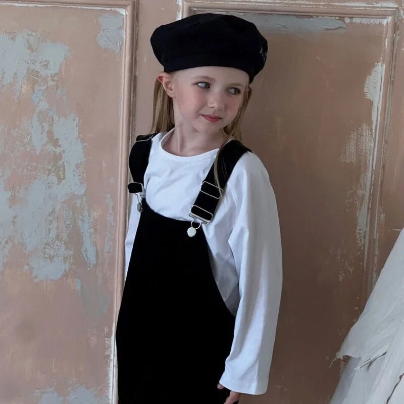 Korea stiilis uus kevad-sügis lapsed tüdrukud kombinesoonid velvetist rihmaga püksid laste avara rihmaga püksid väikelaste lühikesed püksid H3631