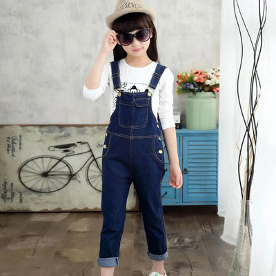 Tüdrukud Denim Kombinesoonid Sügistalvised Lasteriided Vabaajalised Lapsed Sukapüksid Püksid Tüdrukud Solid Laste Kombinesoon Teismeliste Teksad