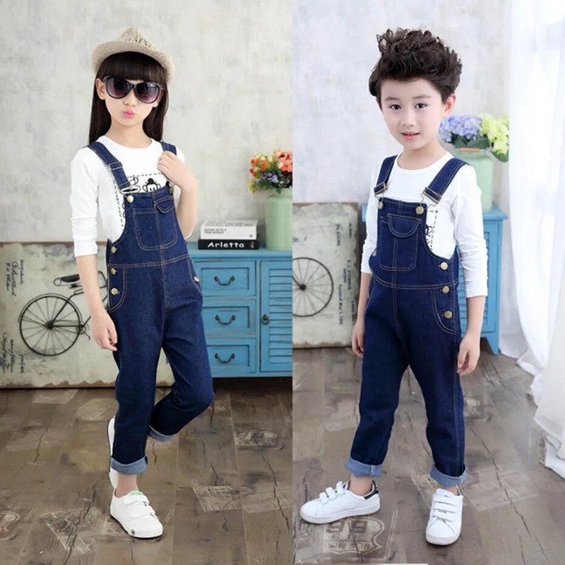 Tüdrukud Denim Kombinesoonid Sügistalvised Lasteriided Vabaajalised Lapsed Sukapüksid Püksid Tüdrukud Solid Laste Kombinesoon Teismeliste Teksad