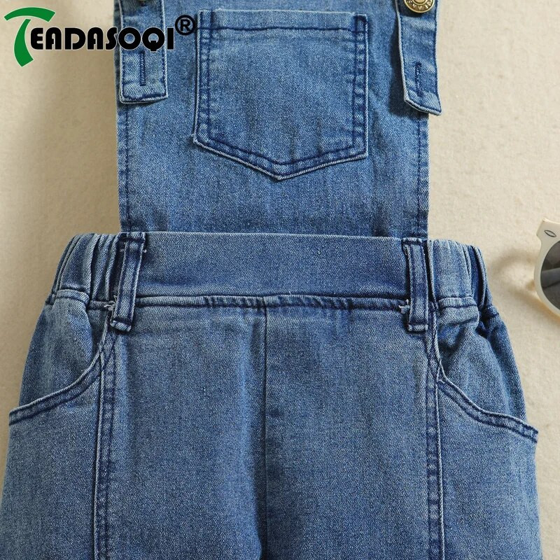 4-8M Vaikai Mergaičių Kombinezonai Drabužiai Pavasaris Rudens Dvigubi petnešėlės Džinsiniai Varpelio Apatiniai Vaikiški Mergaičių Kelnės Drabužiai