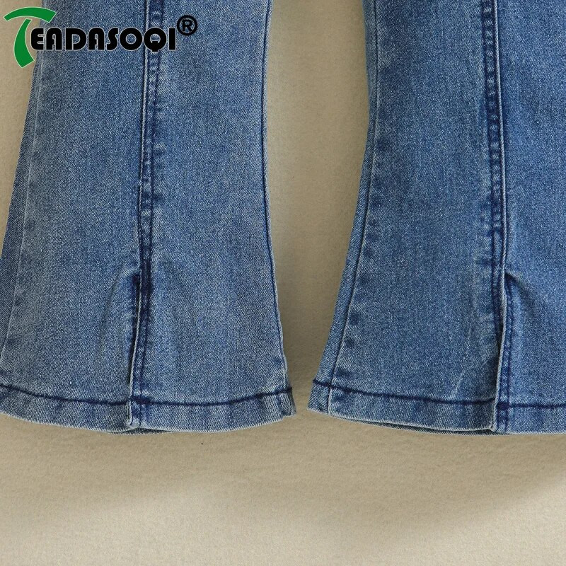 4-8M Vaikai Mergaičių Kombinezonai Drabužiai Pavasaris Rudens Dvigubi petnešėlės Džinsiniai Varpelio Apatiniai Vaikiški Mergaičių Kelnės Drabužiai