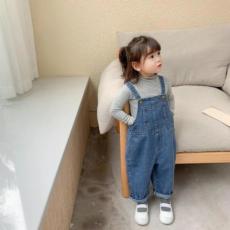Denimkombinesoonid Lastepüksid Vabaajarõivad Väikesed Tüdrukud Poistele Rihm Jean Lahtised Lastepüksid Moodsed Väikelaste Püksid Beebi Kombinesoonid