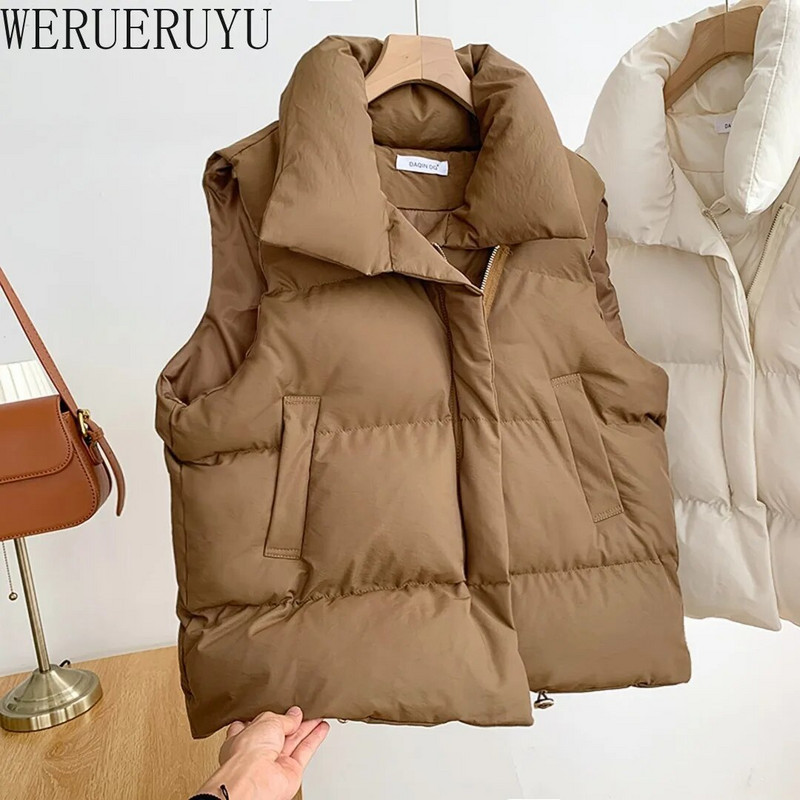 Νέο βαμβακερό αμάνικο ζεστό γιλέκο Κομψό παλτό Γυναικείο Φθινοπωρινό Χειμώνας Κορεάτικη μόδα Μαύρο Λευκό Γυναικείο Ζακέτα Ζακέτα 2023