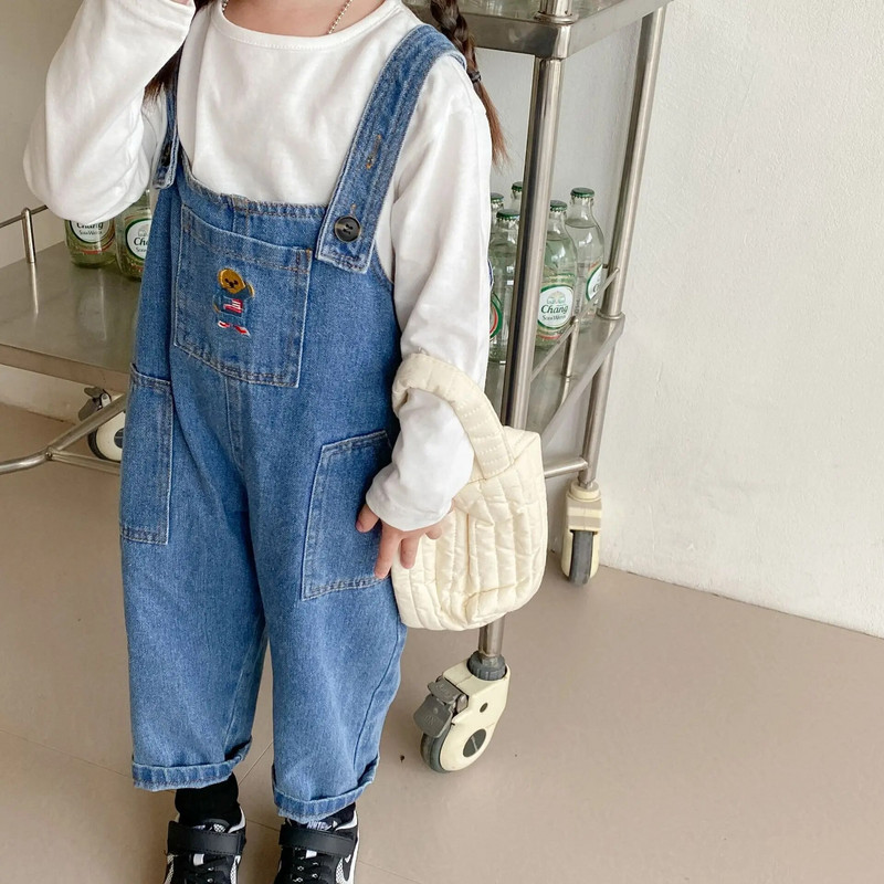 Κορεάτικες παιδικές φόρμες τζιν άνοιξη φθινόπωρο για νήπια αγόρια για κορίτσια Baby casual κέντημα παντελόνι μόδας Ολόσωμη φόρμα