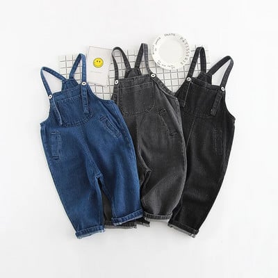 2018 Noua Salopete Denim pentru copii Stil harem Pantaloni pentru copii Stil simplu Salopete pentru copii Salopete din denim solid pentru Bretele