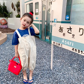 2022 m. vasaros mergaičių madingi vienspalviai laisvi kombinezonai mergaitei medvilninės, plonos juosmens petnešos, ilgos kelnės