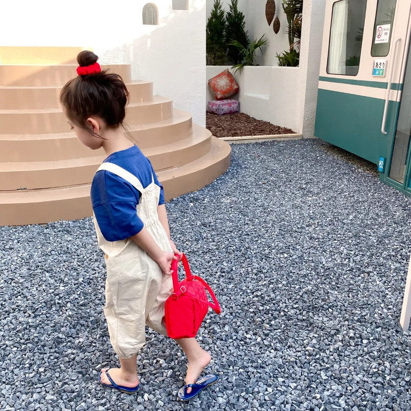 2022 m. vasaros mergaičių madingi vienspalviai laisvi kombinezonai mergaitei medvilninės, plonos juosmens petnešos, ilgos kelnės