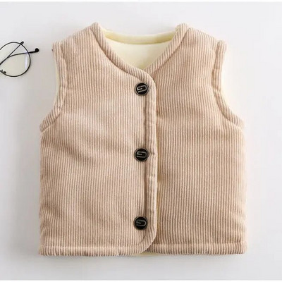 Îngroșați iarna băiat fată vestă velur 2-8 ani vestă pentru copii cardigan bumbac veste fără mâneci haine îmbrăcăminte școală de iarnă