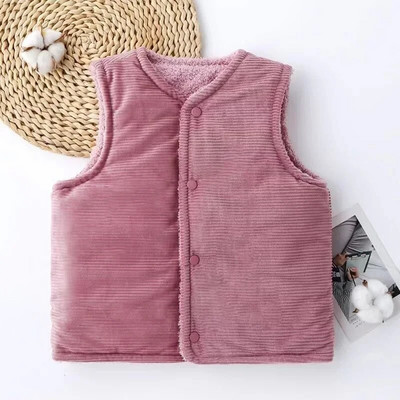 Îngroșați iarna băiat fată vestă velur 2-8 ani vestă pentru copii cardigan bumbac veste fără mâneci haine îmbrăcăminte școală de iarnă