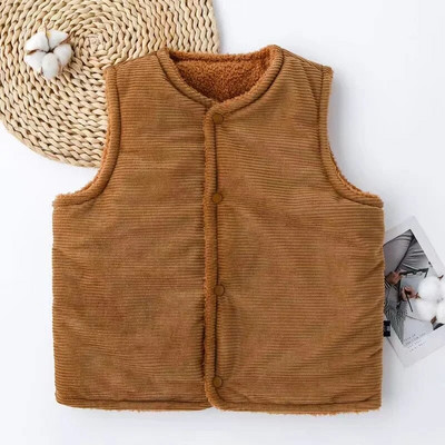 Îngroșați iarna băiat fată vestă velur 2-8 ani vestă pentru copii cardigan bumbac veste fără mâneci haine îmbrăcăminte școală de iarnă