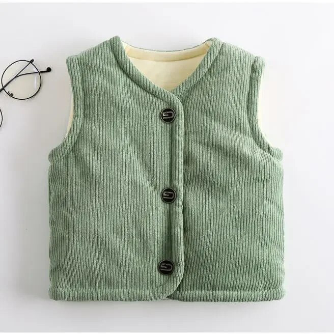 Χοντρό γιλέκο χειμωνιάτικο αγόρι για κορίτσι κοτλέ 2-8Y Παιδικό γιλέκο Ζακέτα βαμβακερά αμάνικα γιλέκα Ρούχα Χειμερινά σχολικά ρούχα