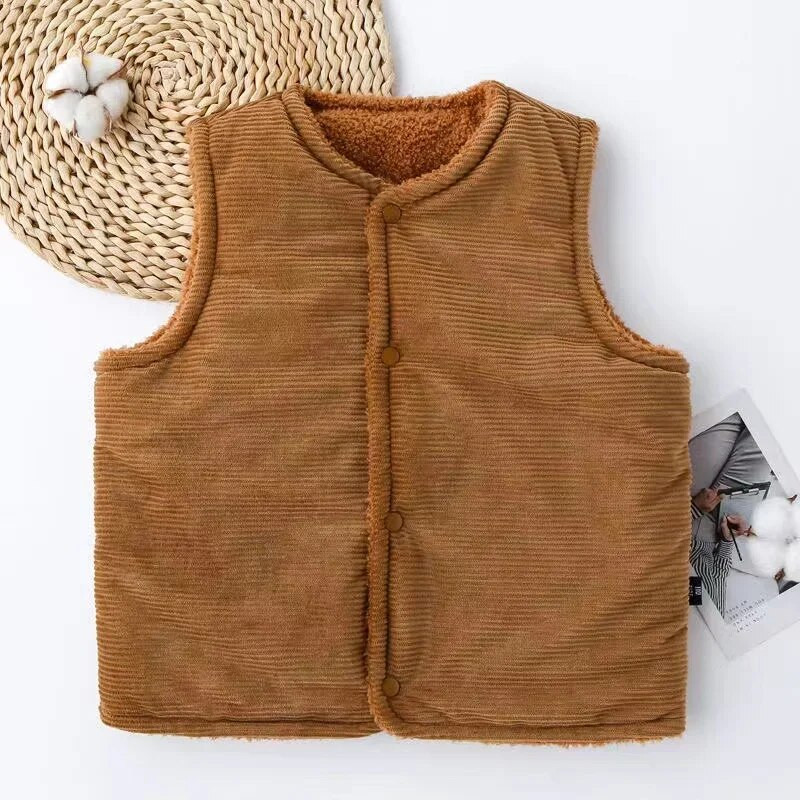 Χοντρό γιλέκο χειμωνιάτικο αγόρι για κορίτσι κοτλέ 2-8Y Παιδικό γιλέκο Ζακέτα βαμβακερά αμάνικα γιλέκα Ρούχα Χειμερινά σχολικά ρούχα