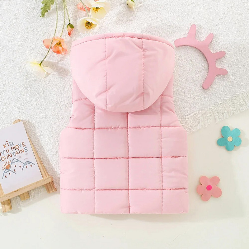 Koolieelikute roosa elevanditrükiga puuvillane vest, laste kapuutsiga sügis-talvine pealismantel