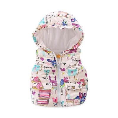 Mudkingdom Girls με κουκούλα γιλέκο χωρίς μανίκια με κουκούλα Μάλλινο γιλέκο Σακάκι κινουμένων σχεδίων στάμπα Παιδικό ζεστό γιλέκο κασμίρ Ρούχα