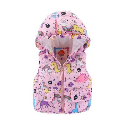 Mudkingdom Girls με κουκούλα γιλέκο χωρίς μανίκια με κουκούλα Μάλλινο γιλέκο Σακάκι κινουμένων σχεδίων στάμπα Παιδικό ζεστό γιλέκο κασμίρ Ρούχα