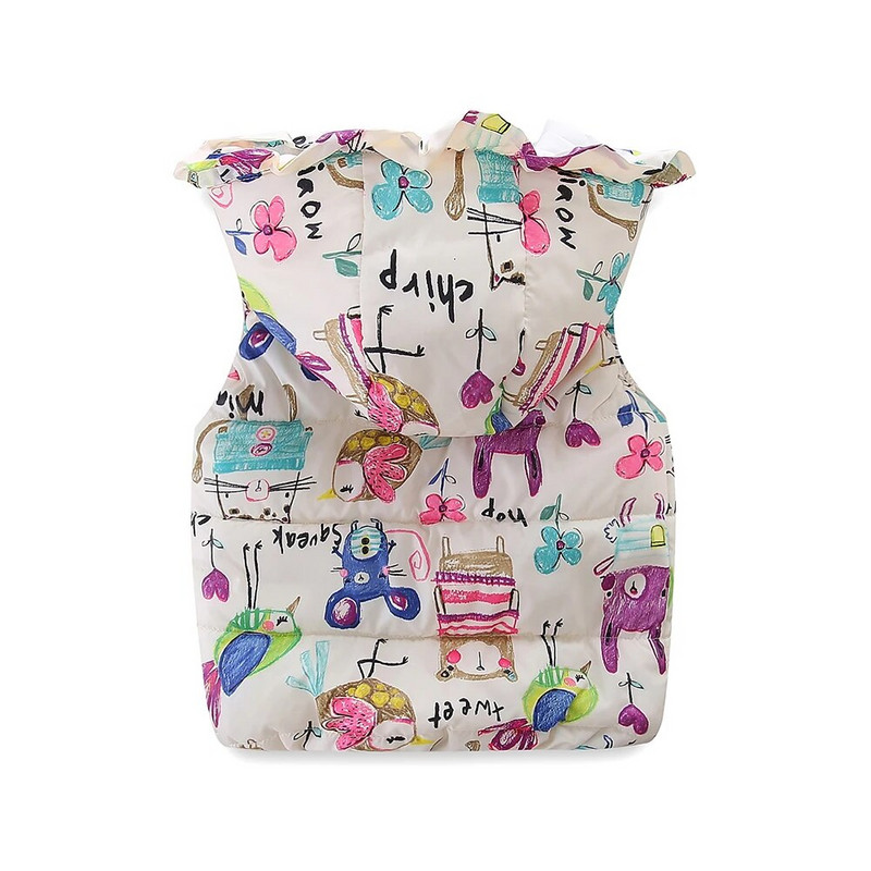 Mudkingdom Girls με κουκούλα γιλέκο χωρίς μανίκια με κουκούλα Μάλλινο γιλέκο Σακάκι κινουμένων σχεδίων στάμπα Παιδικό ζεστό γιλέκο κασμίρ Ρούχα